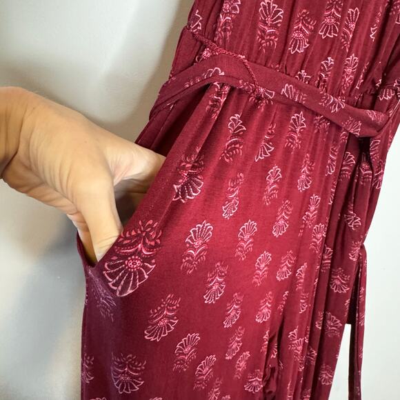 Market & Spruce Sleeveless Red Printed Tie Waist Scoop Neck Jumpsuit Small NWOT - Picture 9 of 9